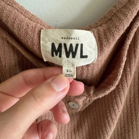 Madewell MWL tan soft stretchy Ribbed Crop Tank top size XL - Picture 9 of 9